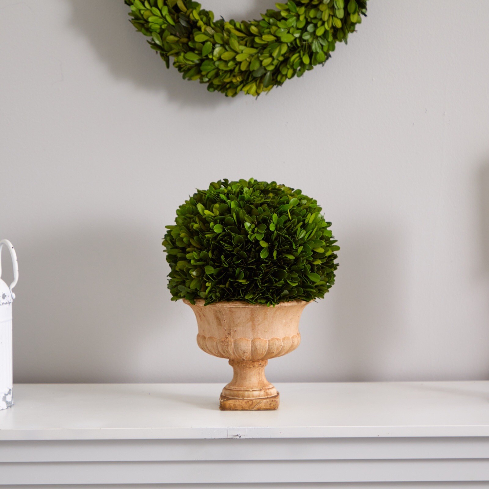 12″ Boxwood Topiary Ball Preserved Plant UV Indoor/Outdoor. Retail $102