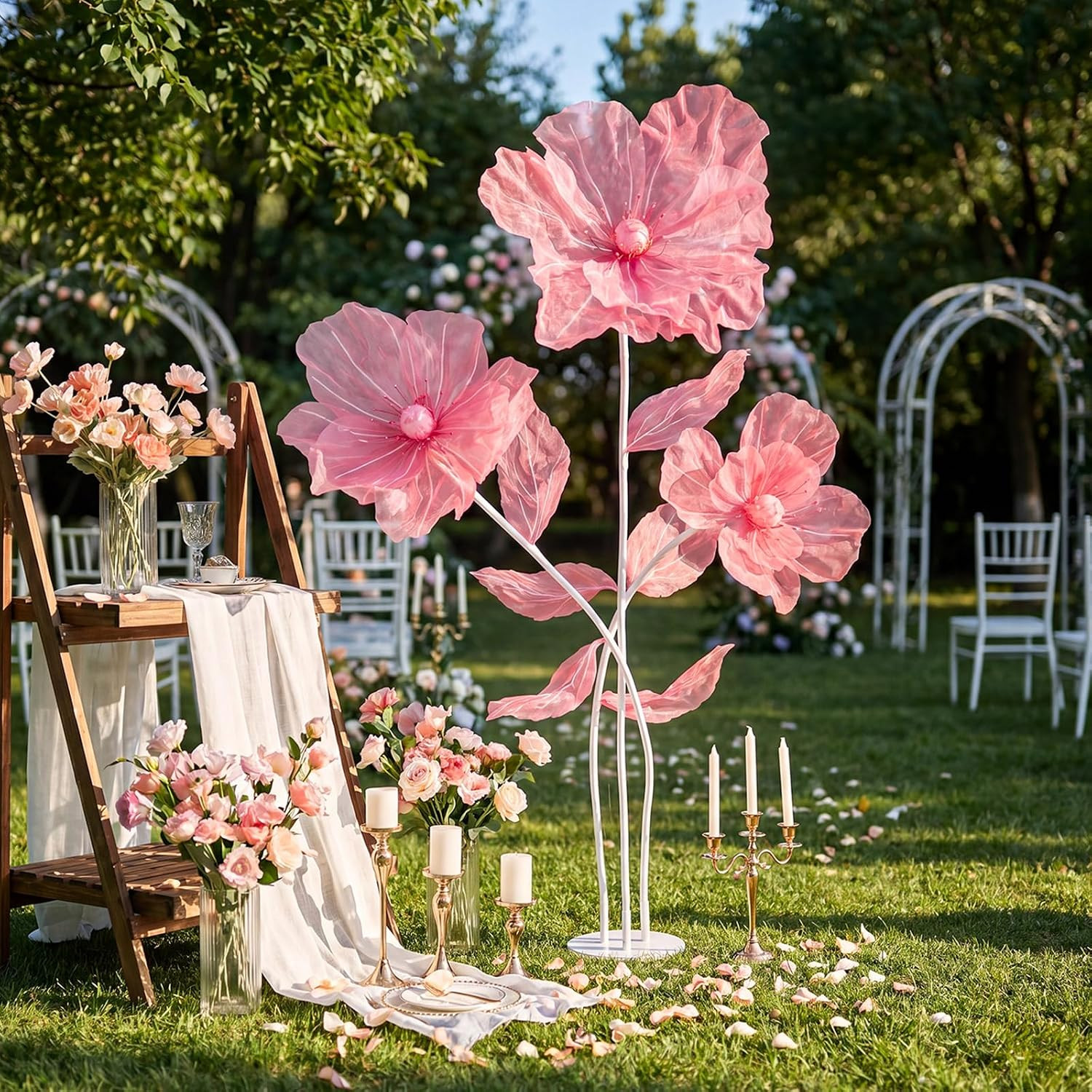 6 Ft Giant Silk Flower for Decoration with Stand Artificial Decor Big Silk Flowe
