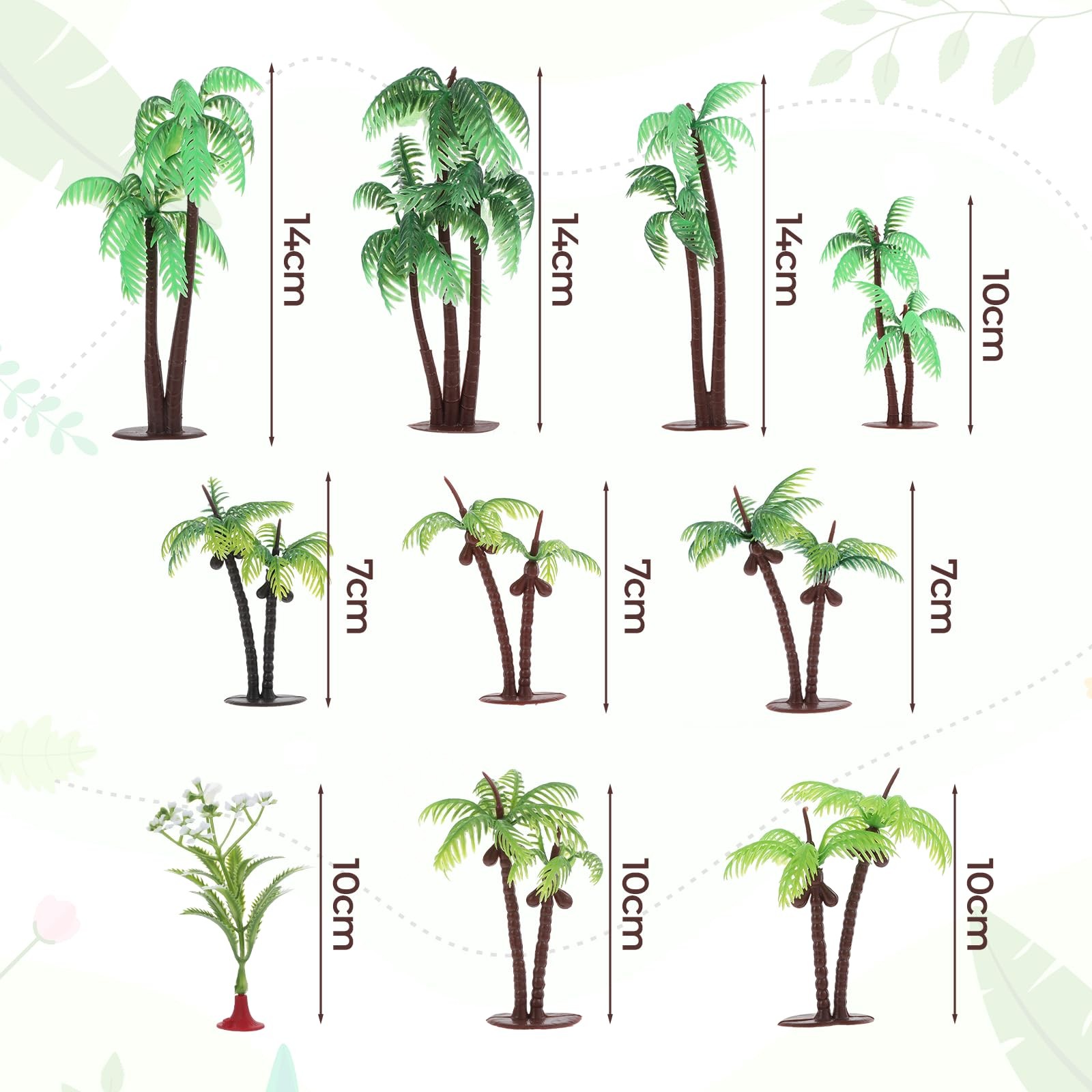 Palm Tree Cake Topper, 10 Pcs Mini Fake Palm Tree Decor Imitation Coconut Tre…