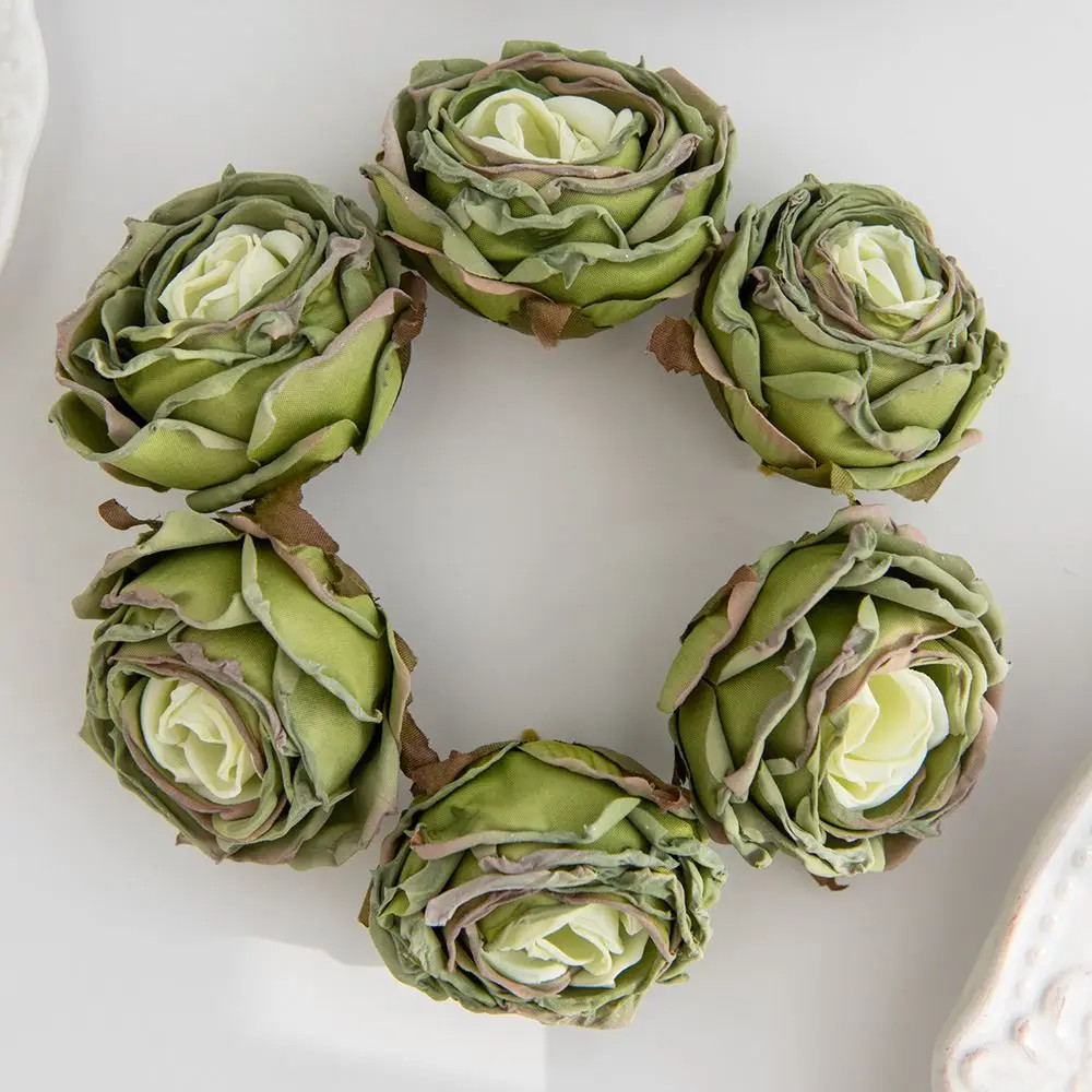 Artificial Burned Edge Rose Floral Bouquet For Wedding Home Garden Party Wreath