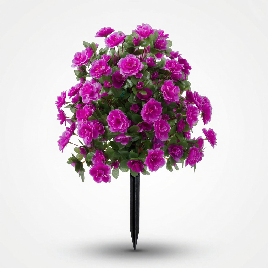 Faux Silk Azalea Ball Bush with Ground Spike 15 Inch Outdoor Decor