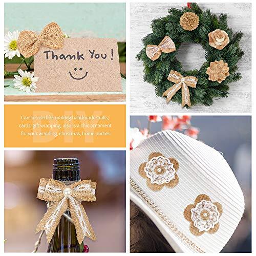 24PCS Burlap Flowers, 8 Styles Natural Handmade Rustic Rose Flower Bowknot