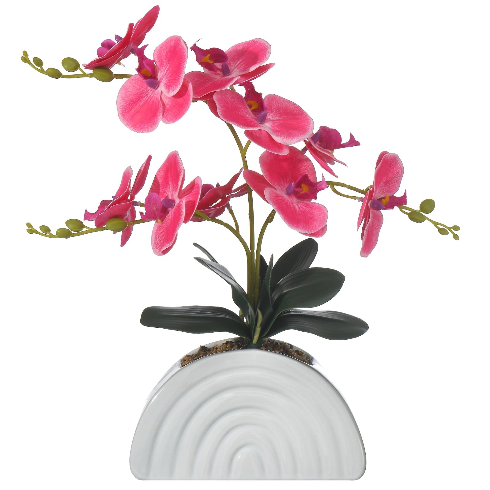 Fake Orchid Plant White Rainbow Pot Artificial Silk Phalaenopsis Rose Red
