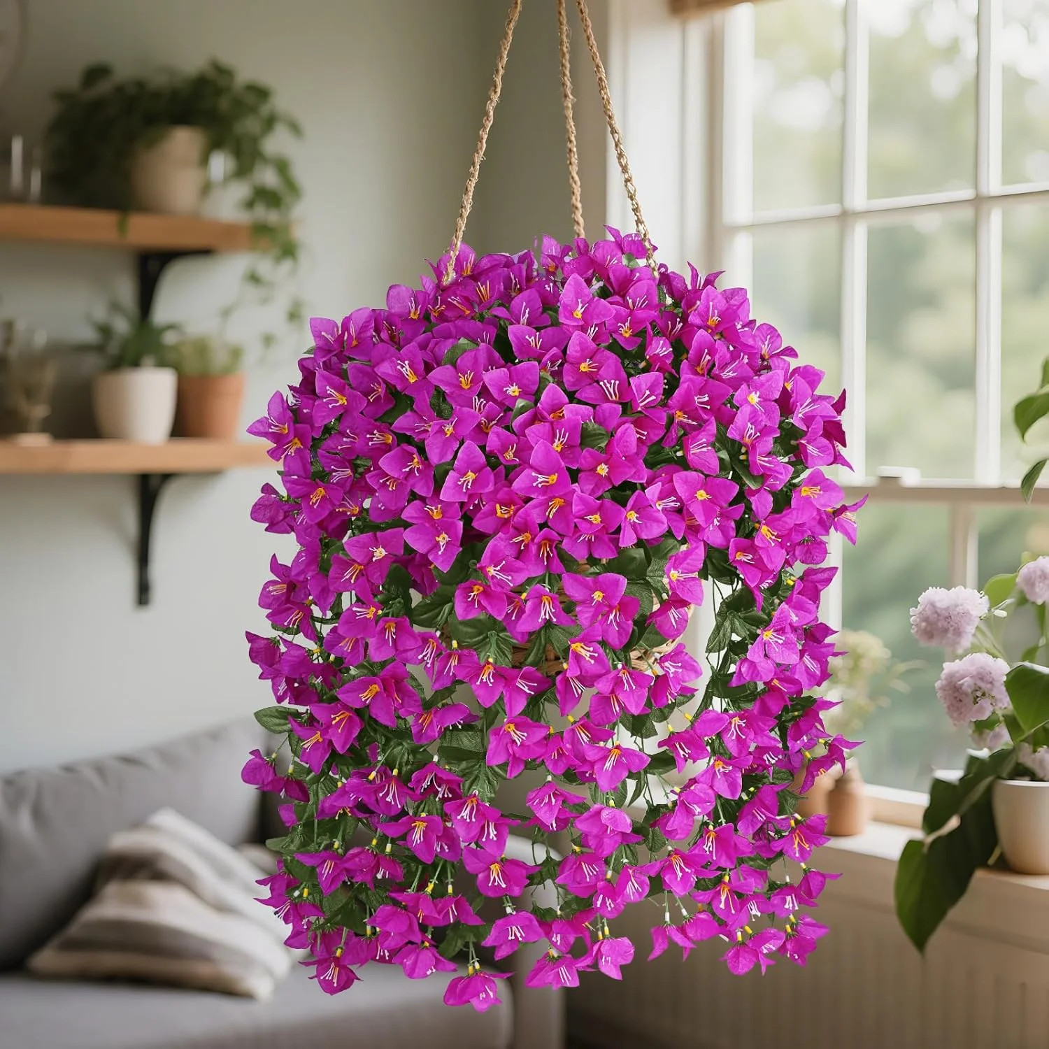 Artificial Bougainvillea Flowers Plants for Outdoors Decoration, 2 Pcs Faux Silk