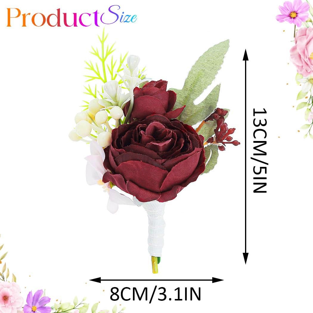 Bride Wedding Rose Boutonniere Groom Flower Buttonholes Prom Suit Decor Red