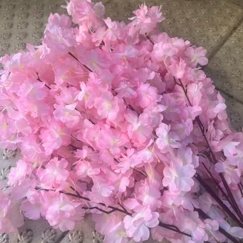 50PCS Silk Cherry Blossom Branches – Realistic Fake Flowers for Weddings, Home D