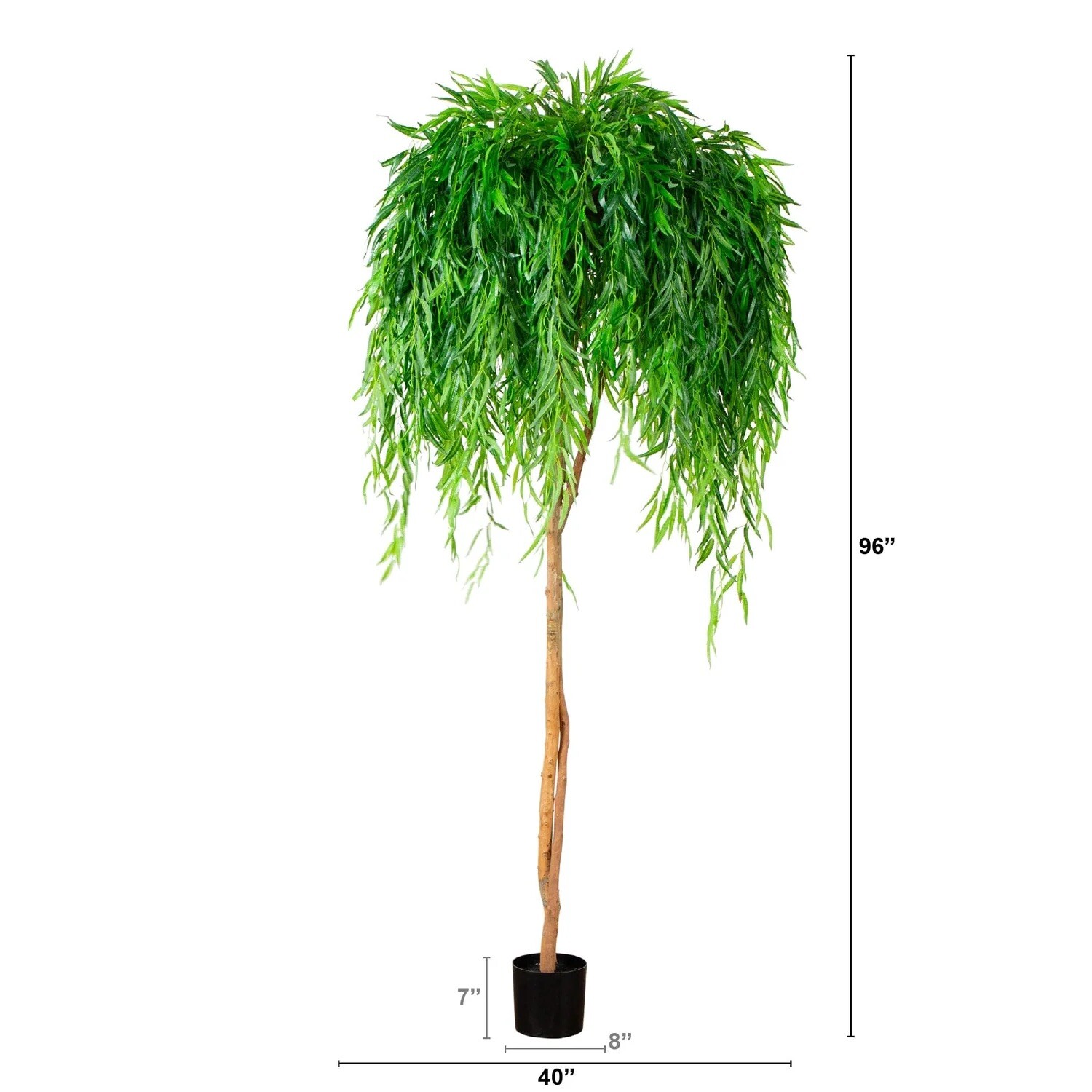 8’ Willow Artificial Tree (Real Touch) w/ Natural Trunk Home Decor. Retail $324