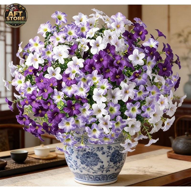 Primrue 12PCS UV Resistant Artificial Outdoor Flowers – Realistic Silk Plants
