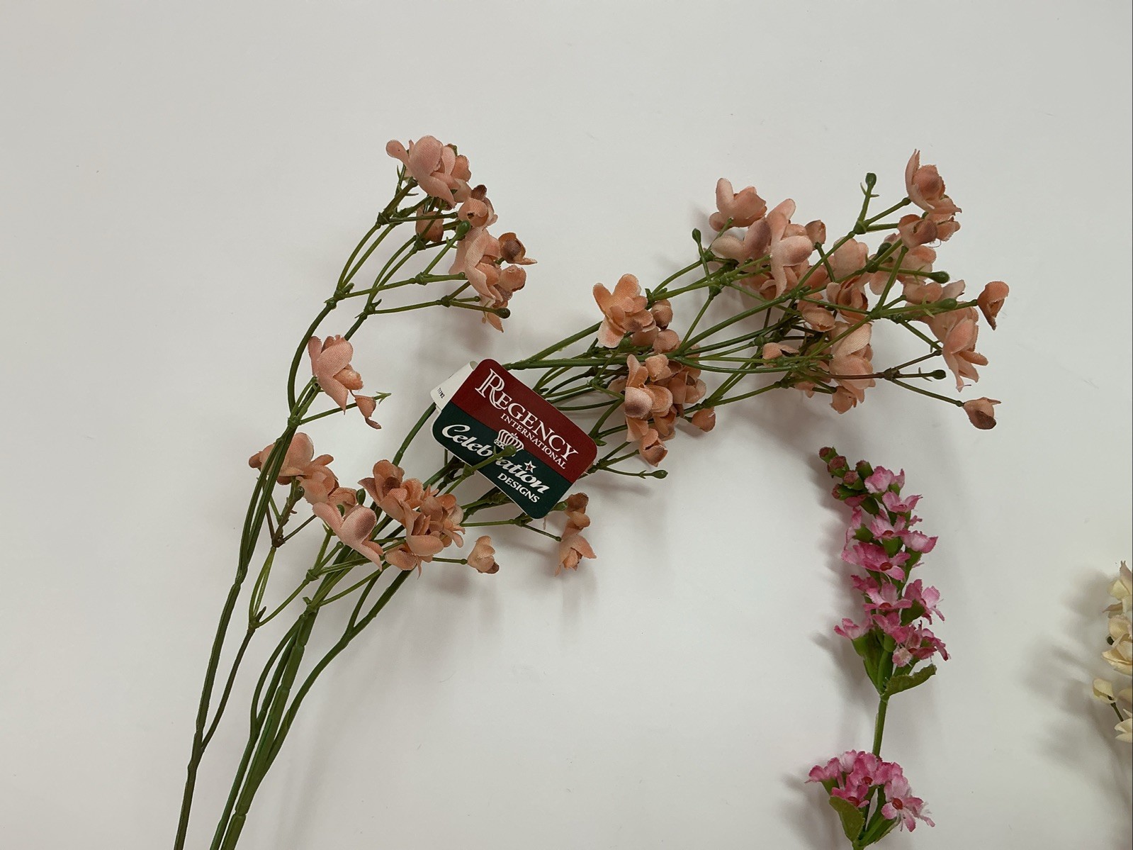 Crown Gypsophilia Peach and Off White 22” Lavender Spray Pink 20” 3 Picks NOS