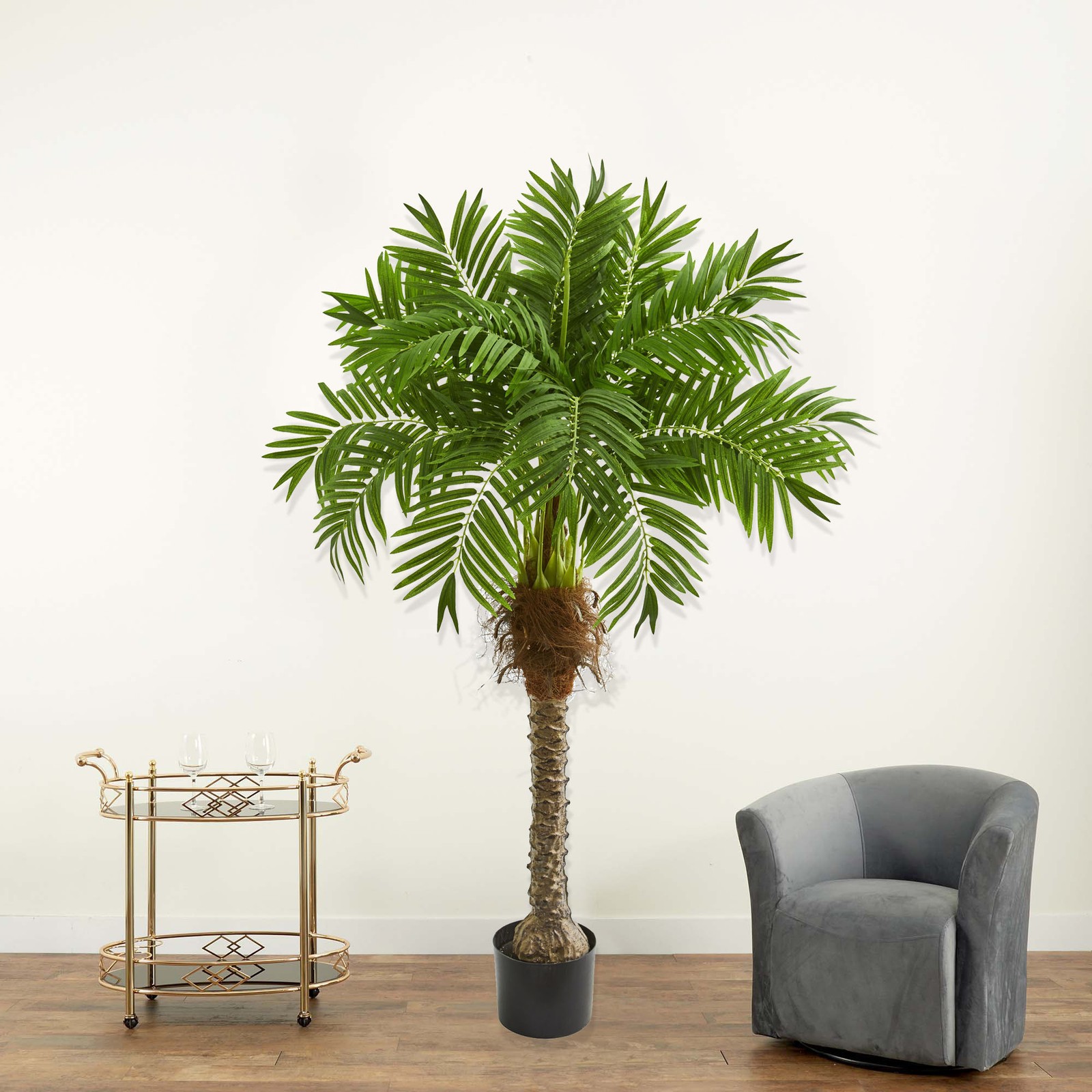 Nearly Natural 58″ Robellini Palm Artificial Tree in Green