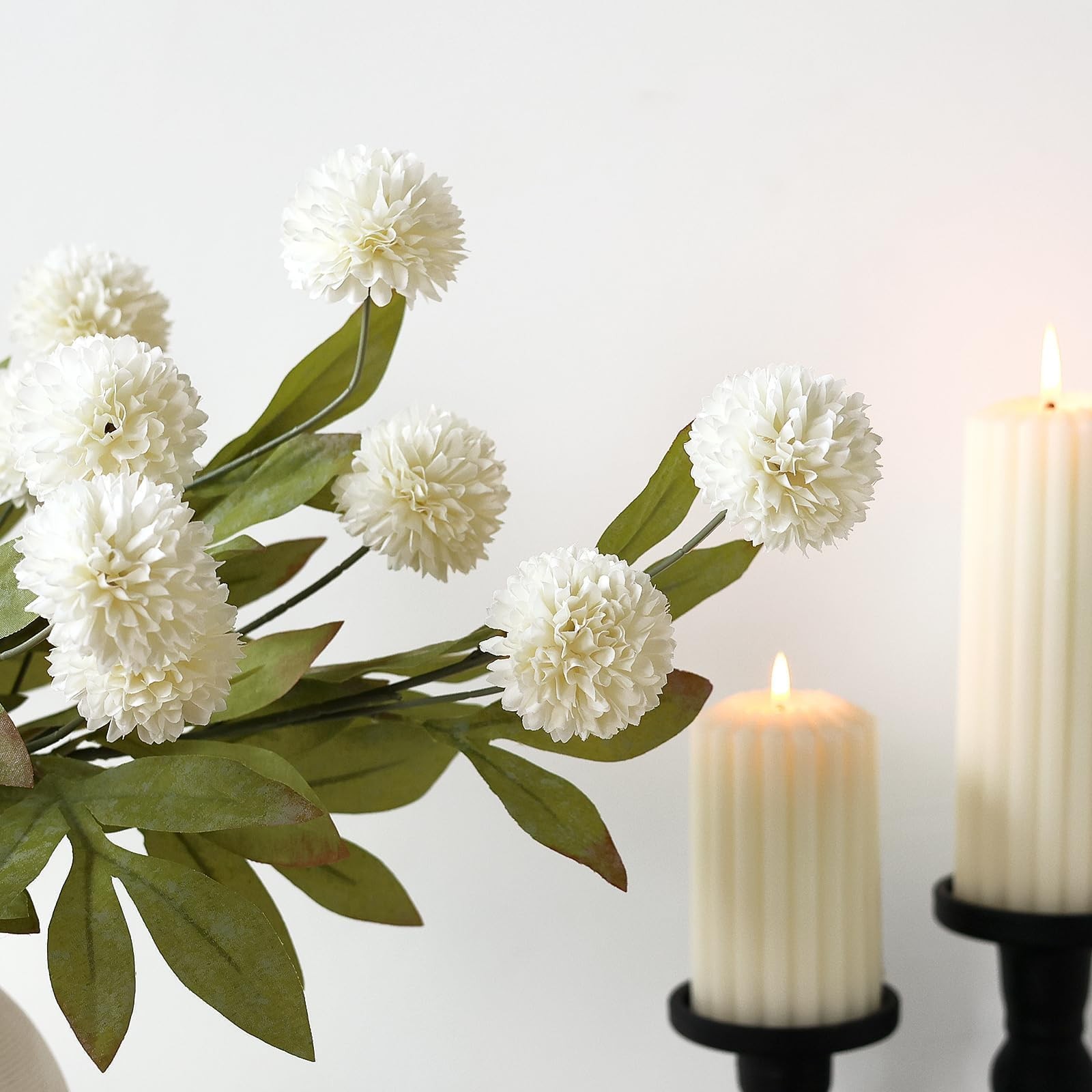 6 Pcs Faux Silk Pompon Mum Artificial Flowers for Vase -27″, Bulk Fake Chrysa…