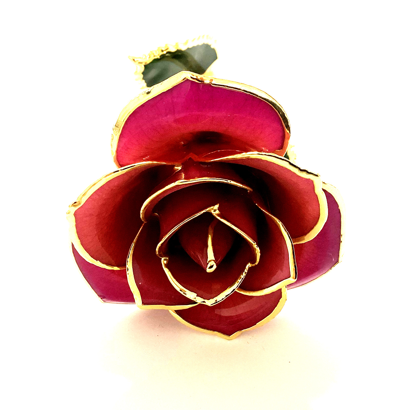 NEW REAL LAQUERED ROSE 24K GOLD PLATED TRIMMING 12″ LONG