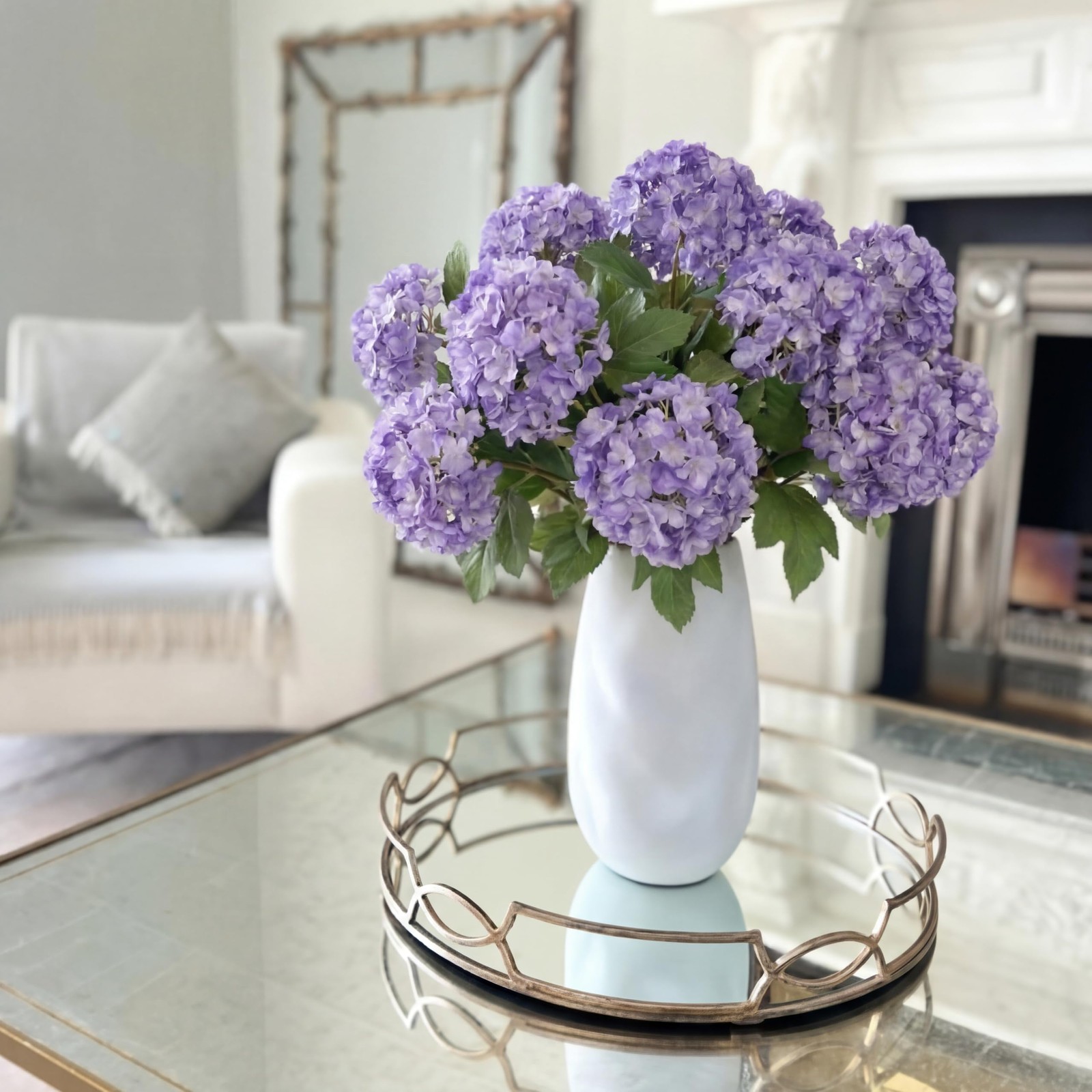 4 Pcs 28” Large Purple Artificial Hydrangea Flowers Fake Hydrangeas Silk Flo…