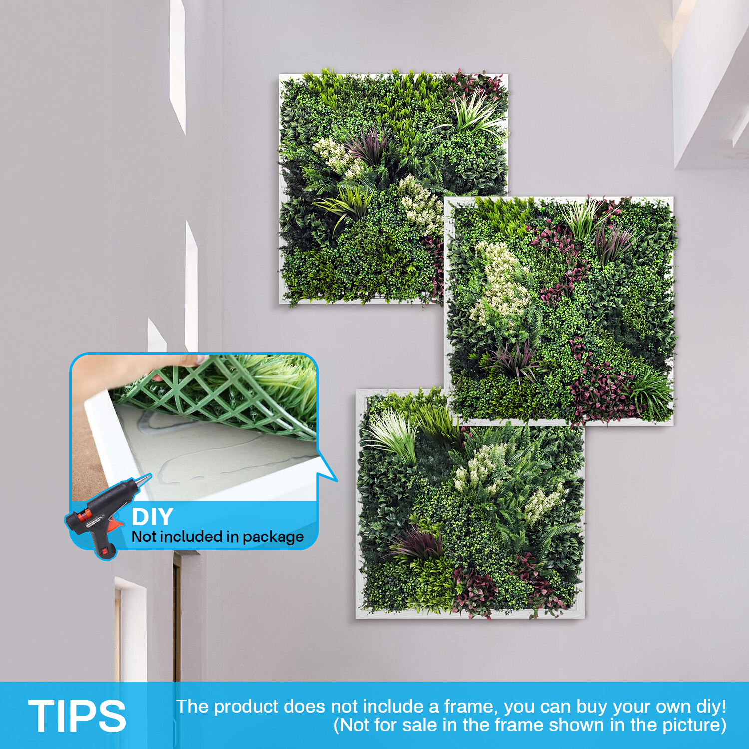 PATIO 40″ x 40″ Artificial Plant Fence Panel Set(of 3) Faux Grass Wall Decor