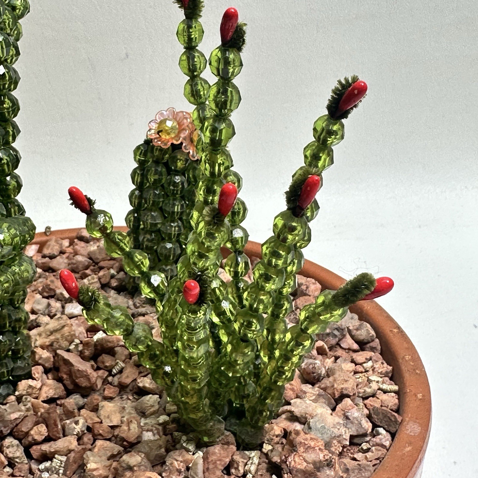 Handmade Beaded Flower Cactus Snake Plant Forever Succulents Terracotta Pot A