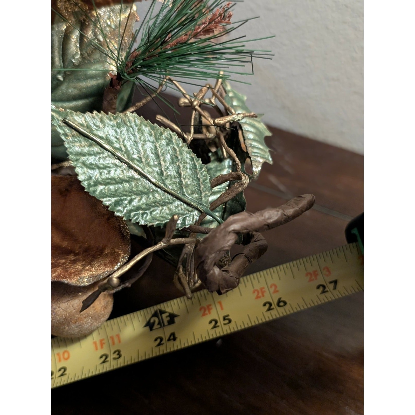 Rust Tan Gold Floral Autumn Fall Thanksgiving Centerpiece Pheasant Feathers