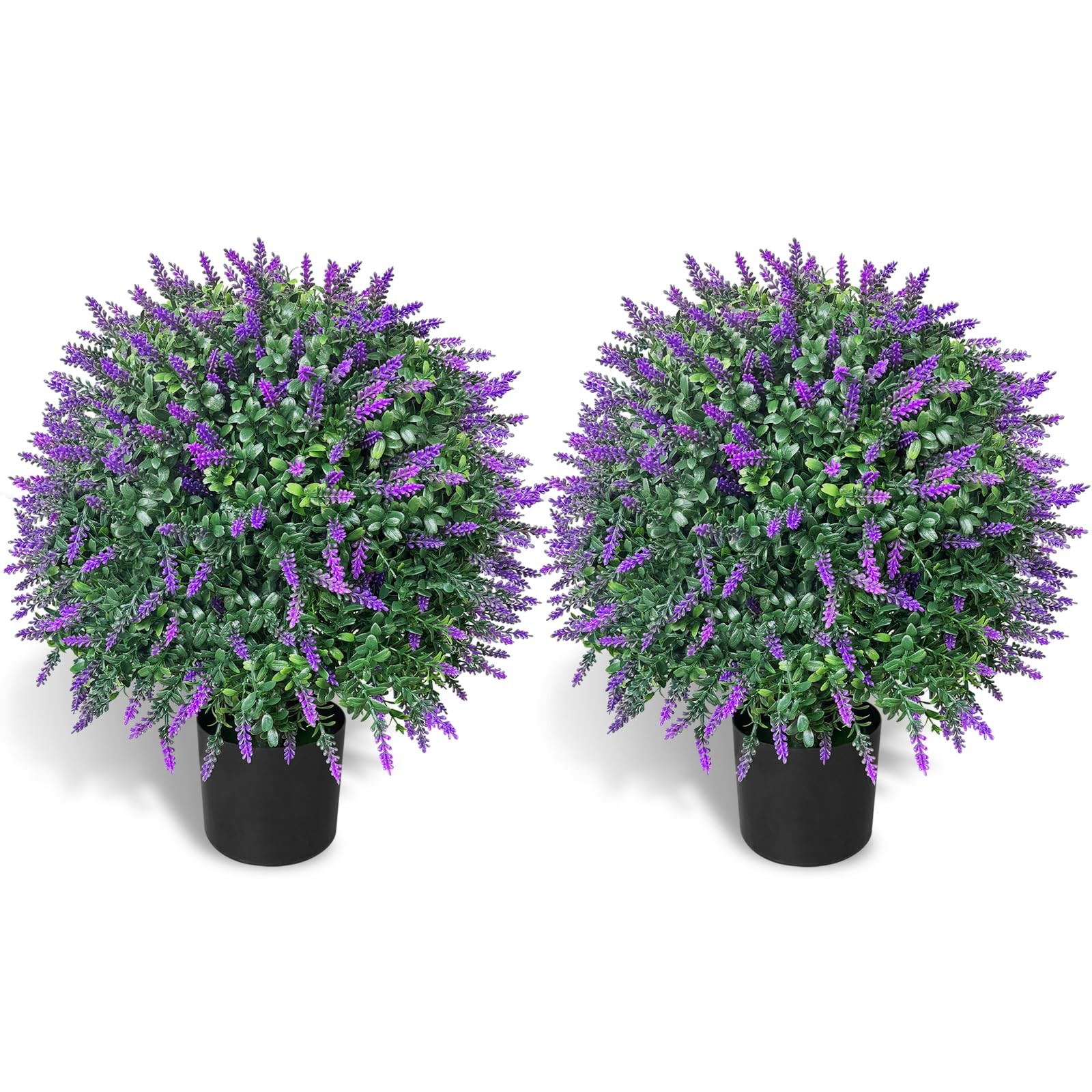 Tall Artificial Lavender/Rose Topiary Tree Set of 2 Pack Potted Bushes UV Res…