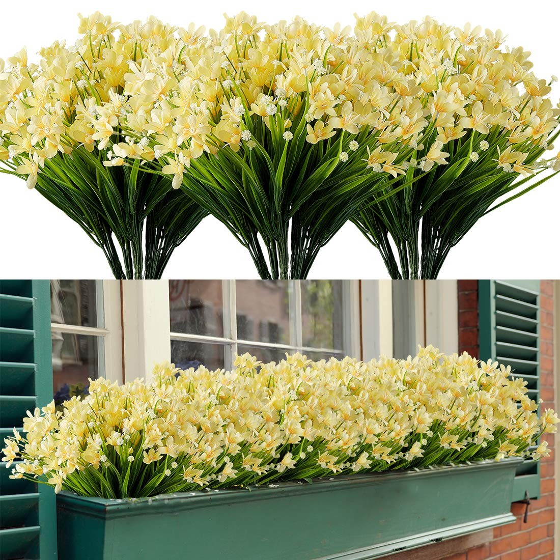 8 Bundles Artificial Daffodils Flowers, Fake Artificial Greenery UV Resistant…