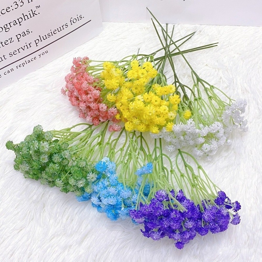 3-Stem Soft PVC Baby Breath Flowers for Wedding Bouquets and Photography Props