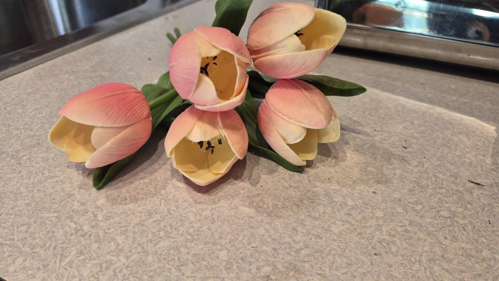 11” Vibrant Artificial 5-piece real look and feel Tulip Arrangement