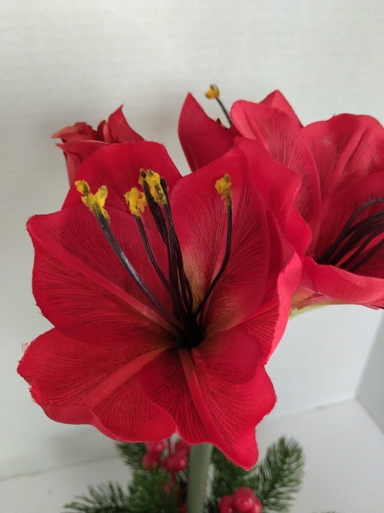 Artificial amaryllis Christmas decoration. RED