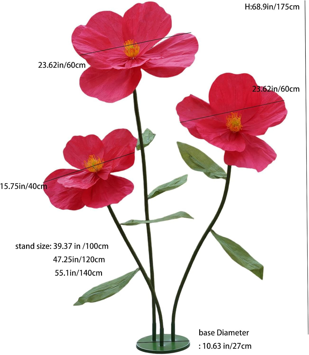 Giant Artificial Flowers for Decoration with Stand,Large Paper Flowers for Weddi