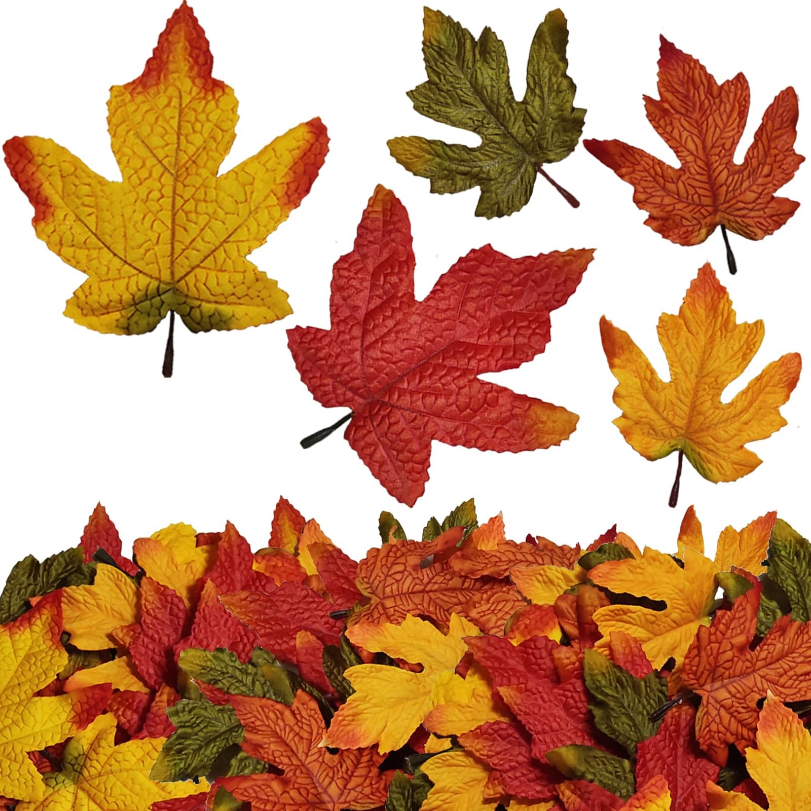 50 PCS Fall Artificial Maple Leaves Assorted Mixed Realistic Crafts Decor