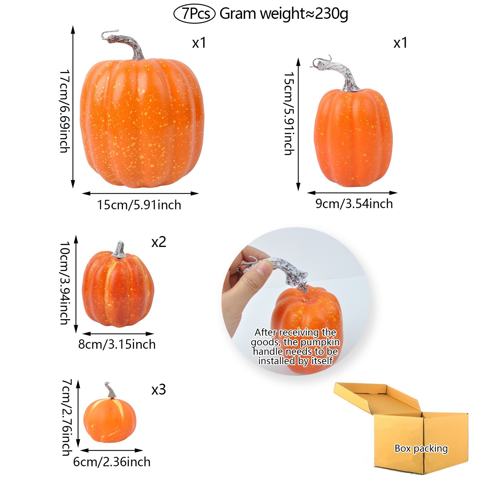Hand Painted Speckled Foam Pumpkins 7 Pack for Mantel Tiered Tray Table Use