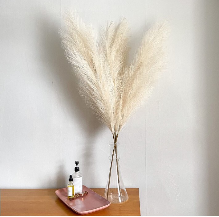 Ruralife Faux Pampas Grass Decor Tall – Fluffy & Tall 110cm/43in (Cream Color)-
