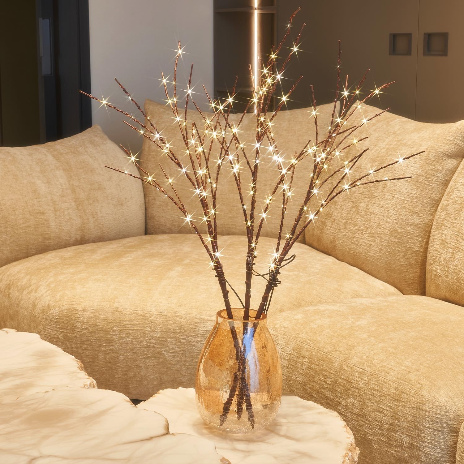 Lighted Branches for Vase 32in Tall 150 LED Plug in Brown Artificial Willow