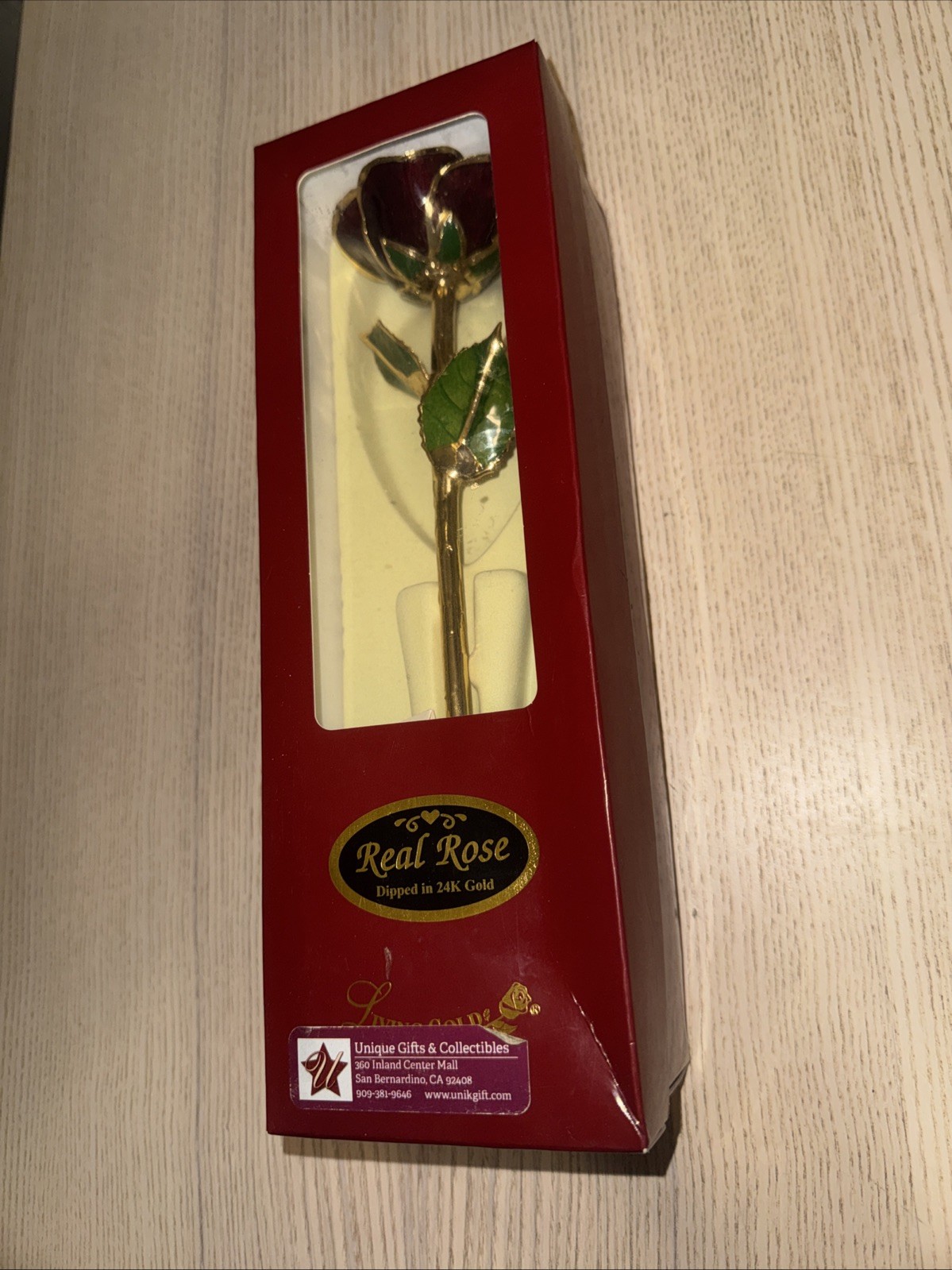 LIVING GOLD REAL ROSE DIPPED IN 24K YELLOW GOLD BOXED