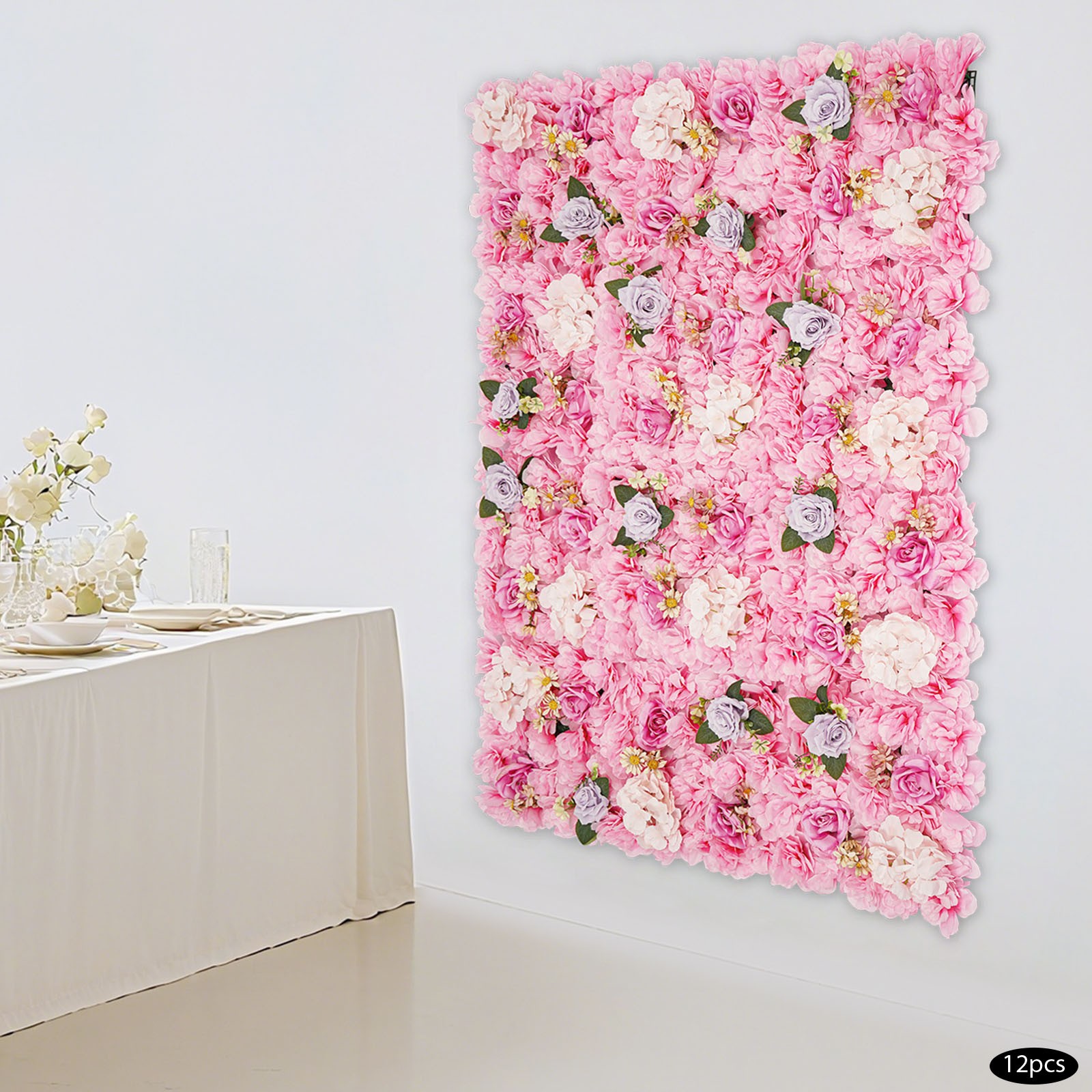 12 Pcs Artificial Flower Wall Panels, Artificial Flowers Wall Panel for Wedding