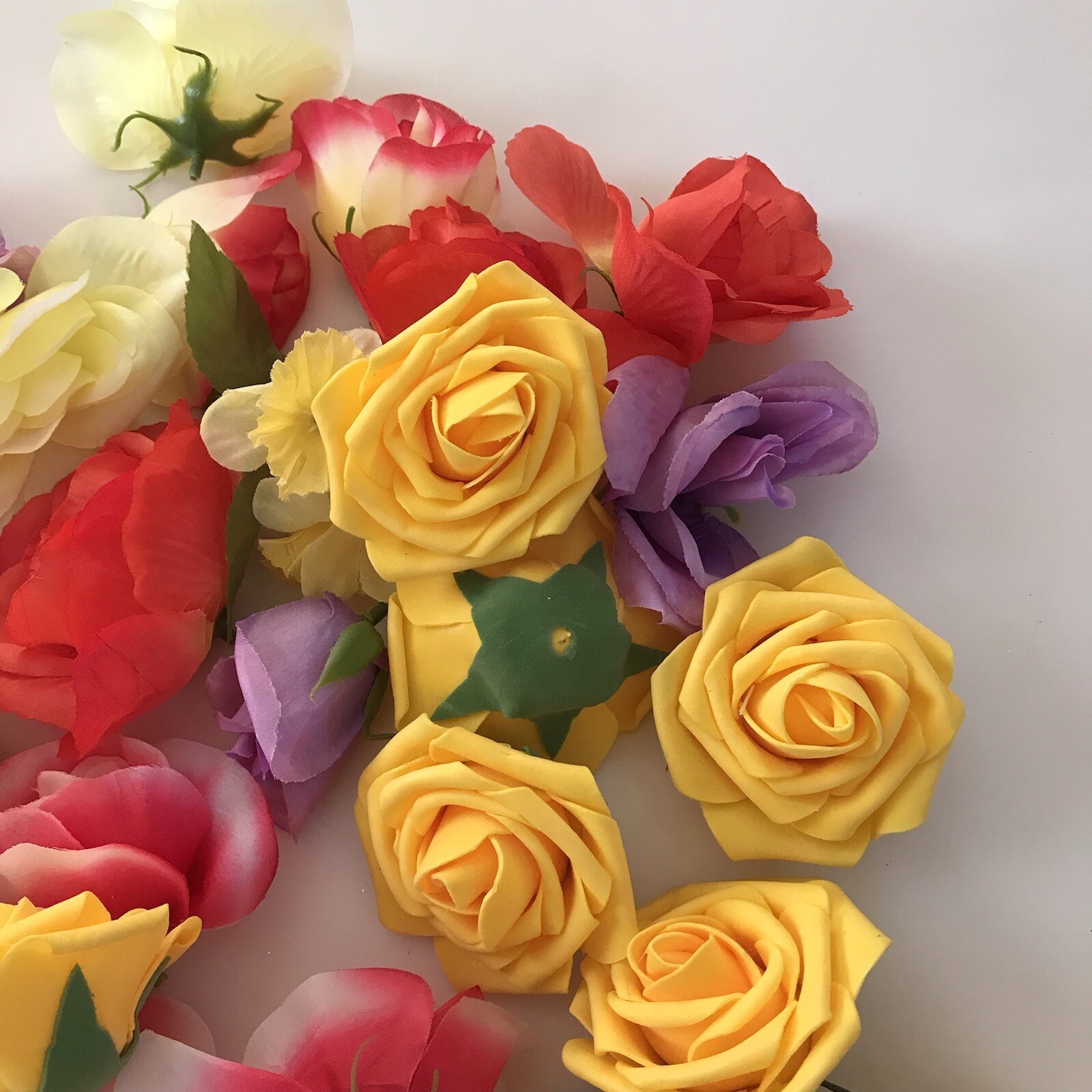 LOT 40 Faux Flowers CRAFT Deconstructed Flowers Fake Rose Foam Fabric Wreath