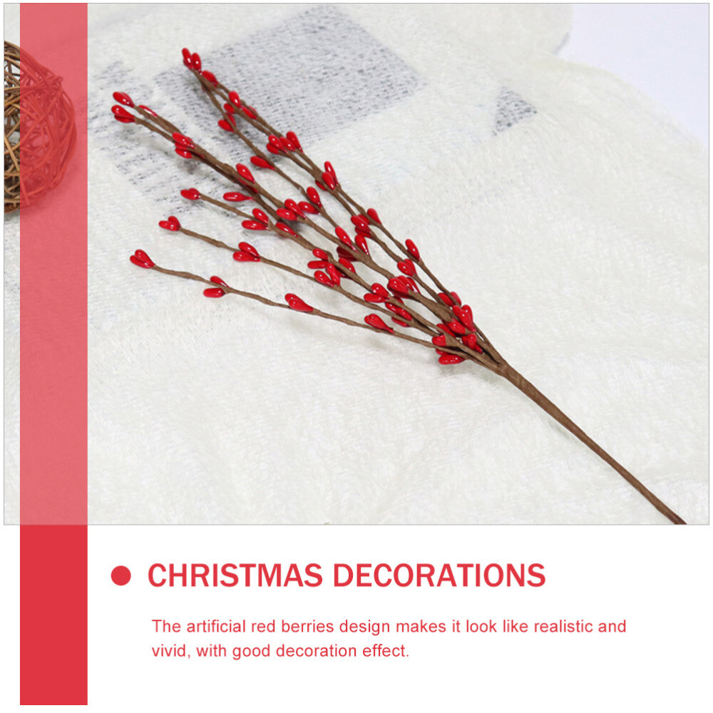 5pcs Orange Berry Christmas Christmas Berry Picks Artificial Red Berry Stems