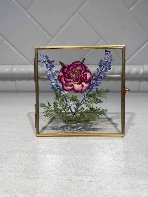 Pressed Dried Real Flowers in Floating Glass Frame