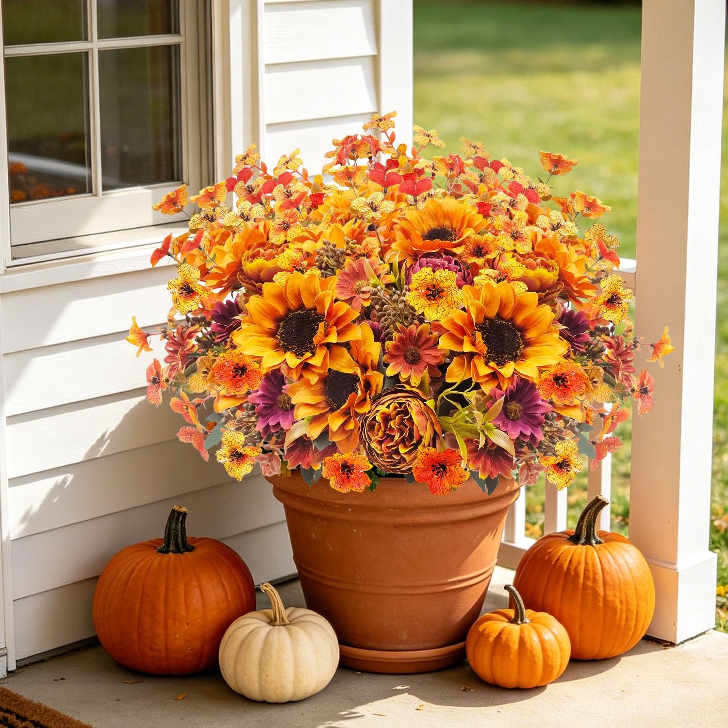 6 Bundles Artificial Fall Flowers Bouquet with Daisy, Set 2