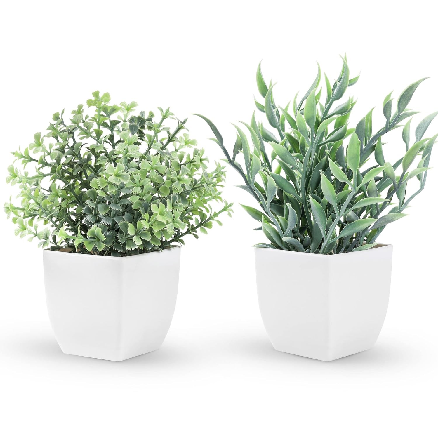 Der Rose 2 Pack Small Fake Plants Artificial Greenery Eucalyptus Plants in Pots