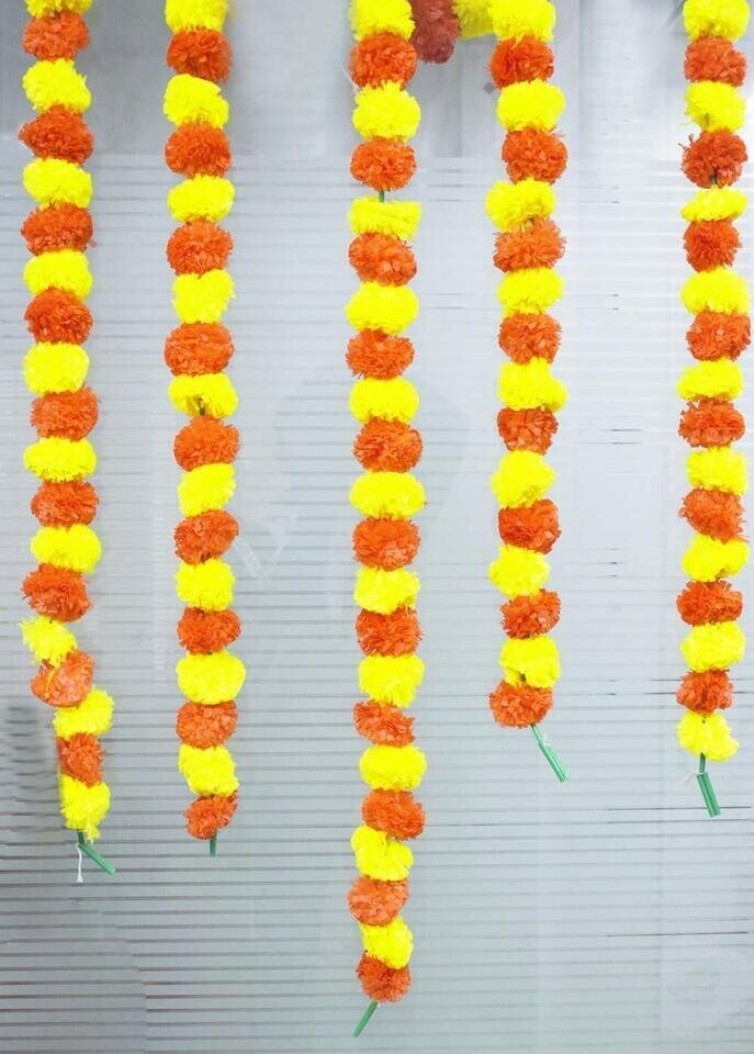 50 PC Feet marigold Garlands Indian American Wedding party mantle Decoration