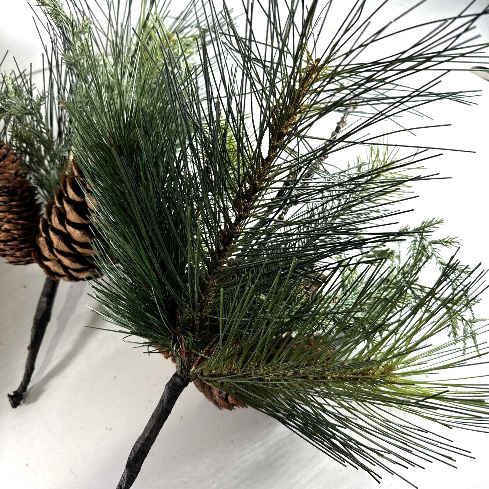 4X ESTATE Vintage PIER 1 Pinecone Stems Faux 13″ Branches CHRISTMAS DECOR