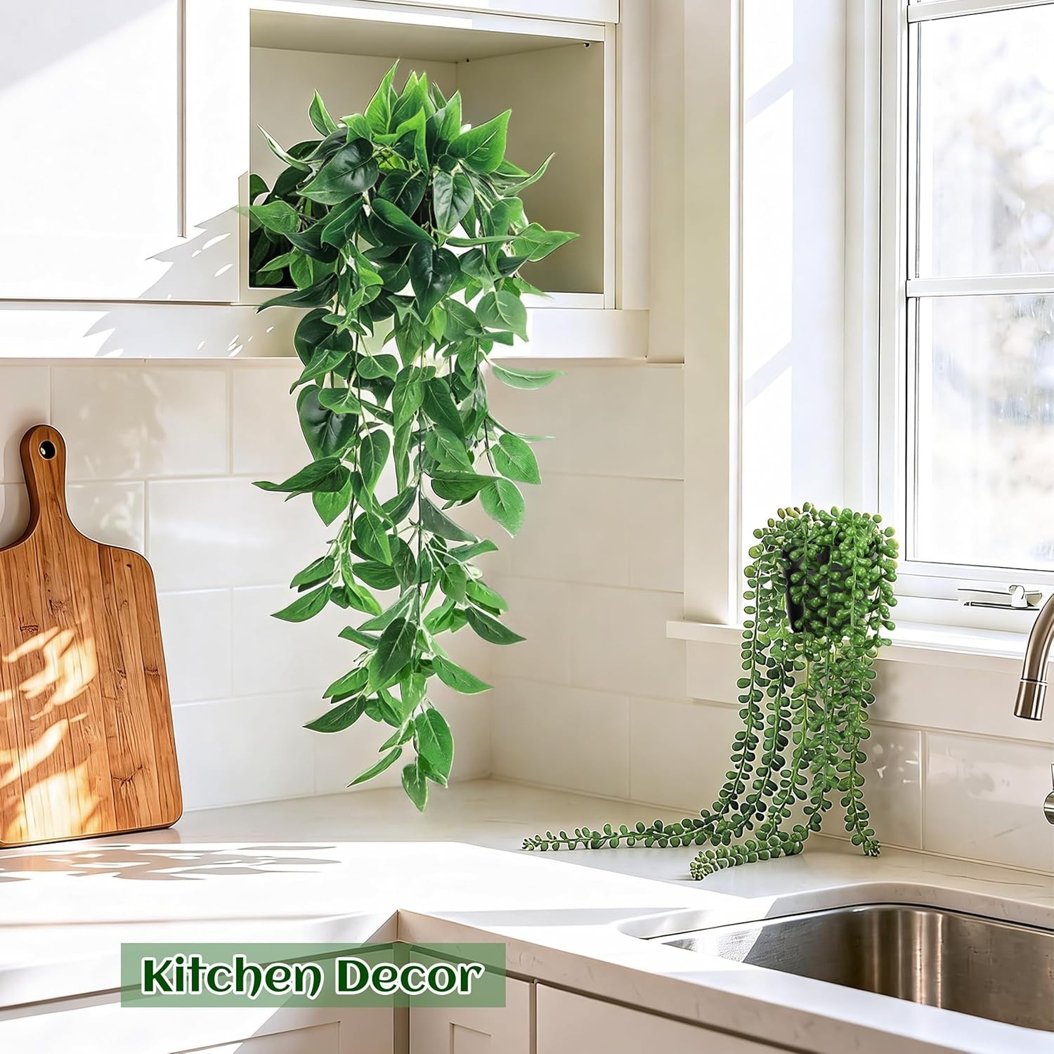 4Pcs Fake Plants Hanging Artificial Ivy Vine Faux Eucalyptus Hanging Plants, …