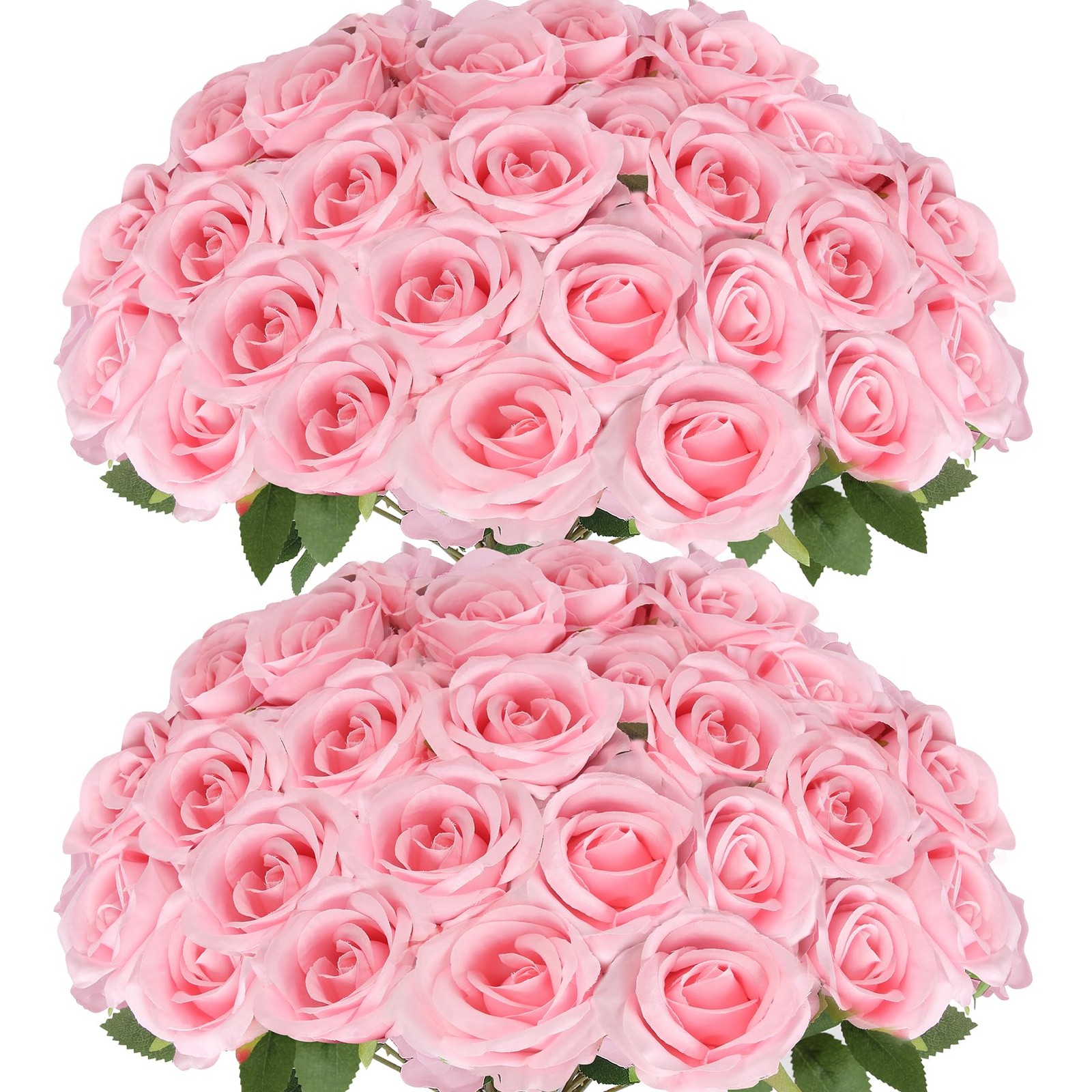Artificial Roses Bulk Pink Silk Rose with Stem, 52pcs Fake Flowers Decoration…