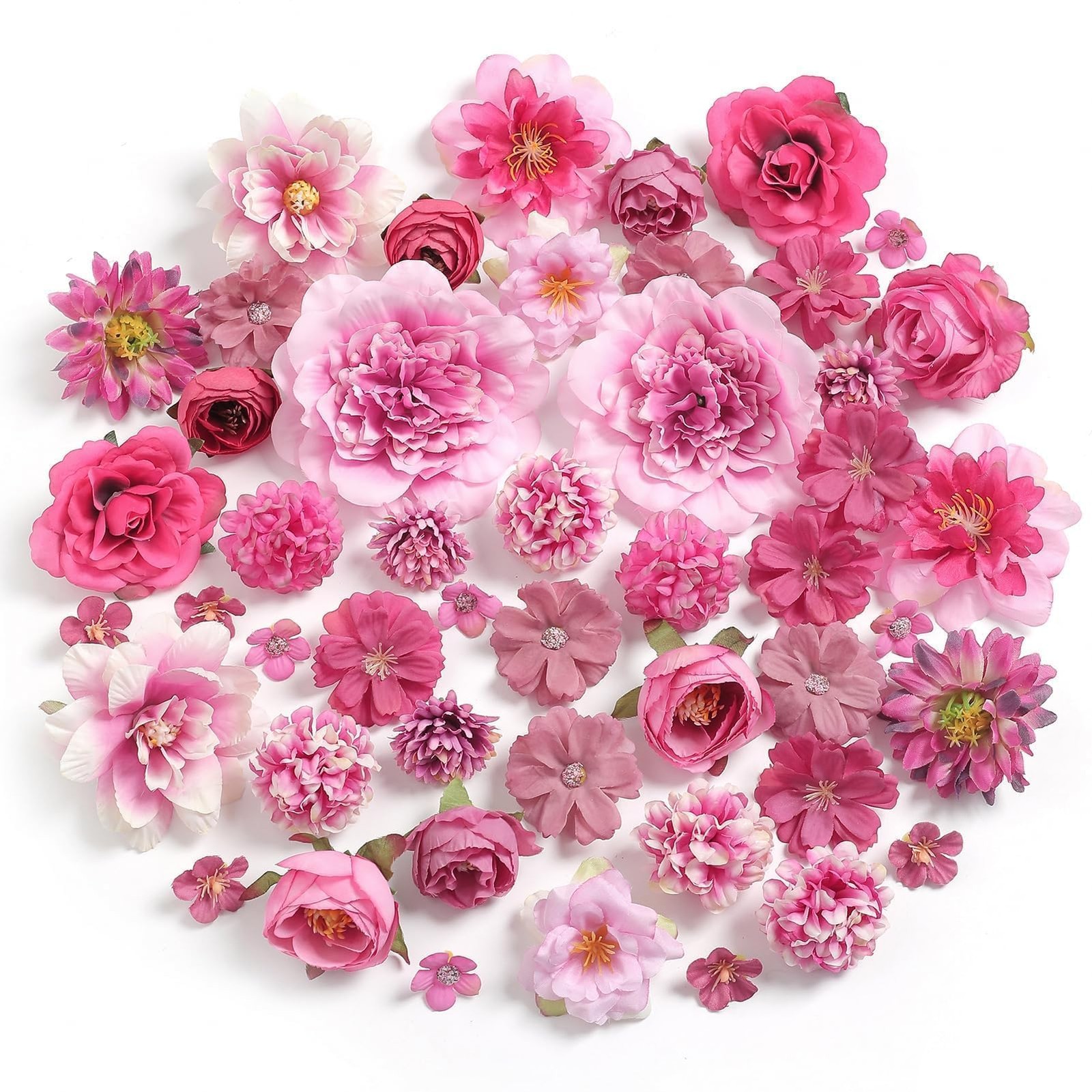 Artificial Flowers Heads Combo Rose Red Flowers Mix Silk Flowers Heads Pink B…