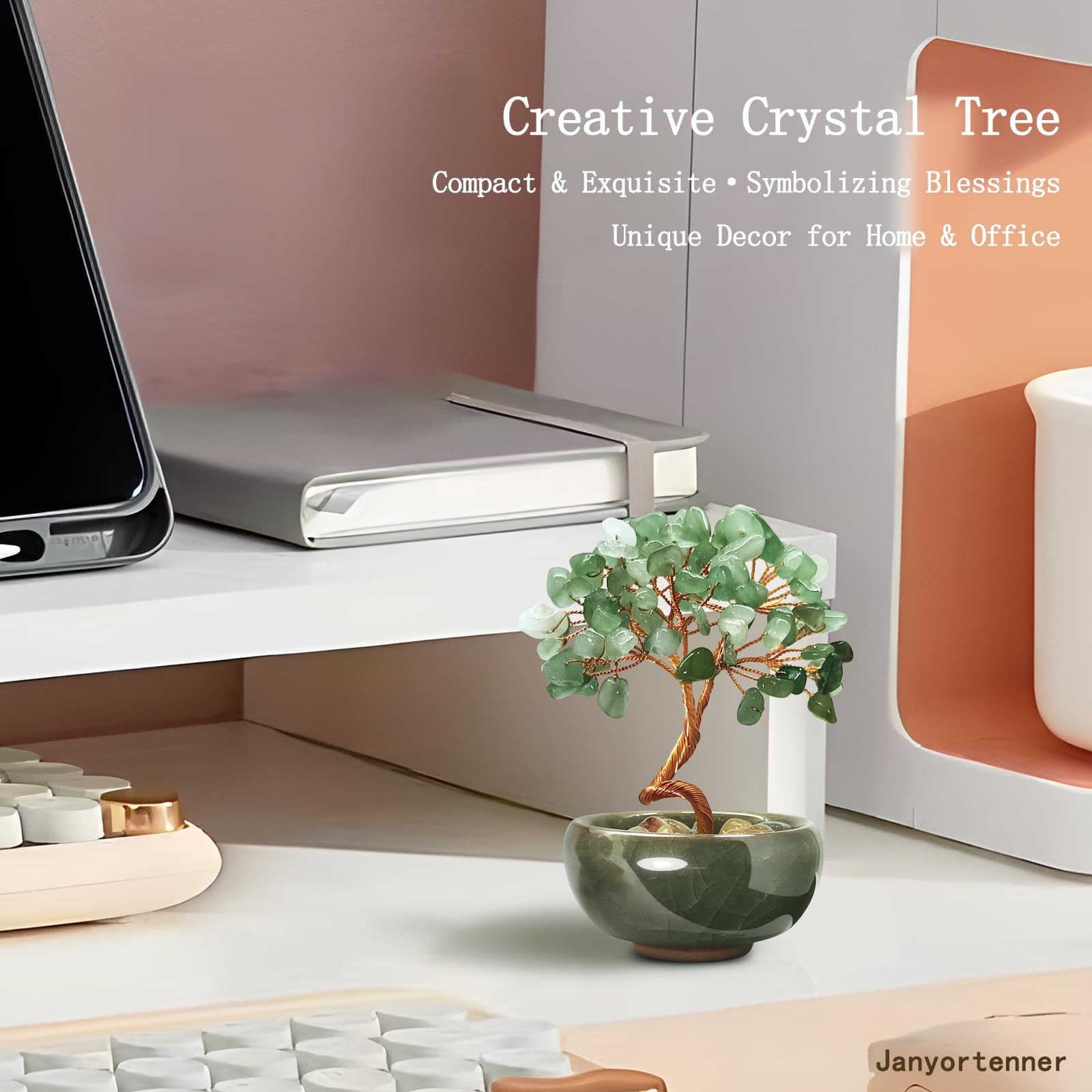 Green Aventurine Crystal Tree,Harmony Office Desk Home Decor,Vitality Gift wi…
