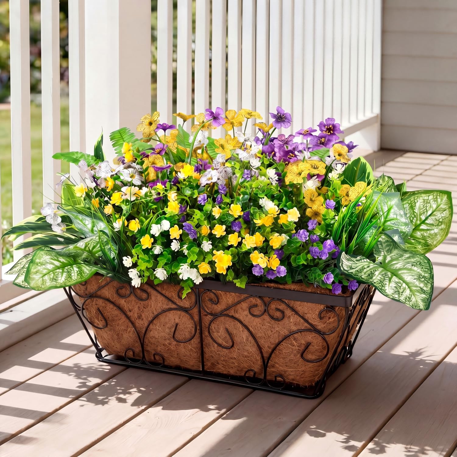 24 Pcs Artificial Flowers for Outdoor Window Box, Artificial Fake Plants Plas…