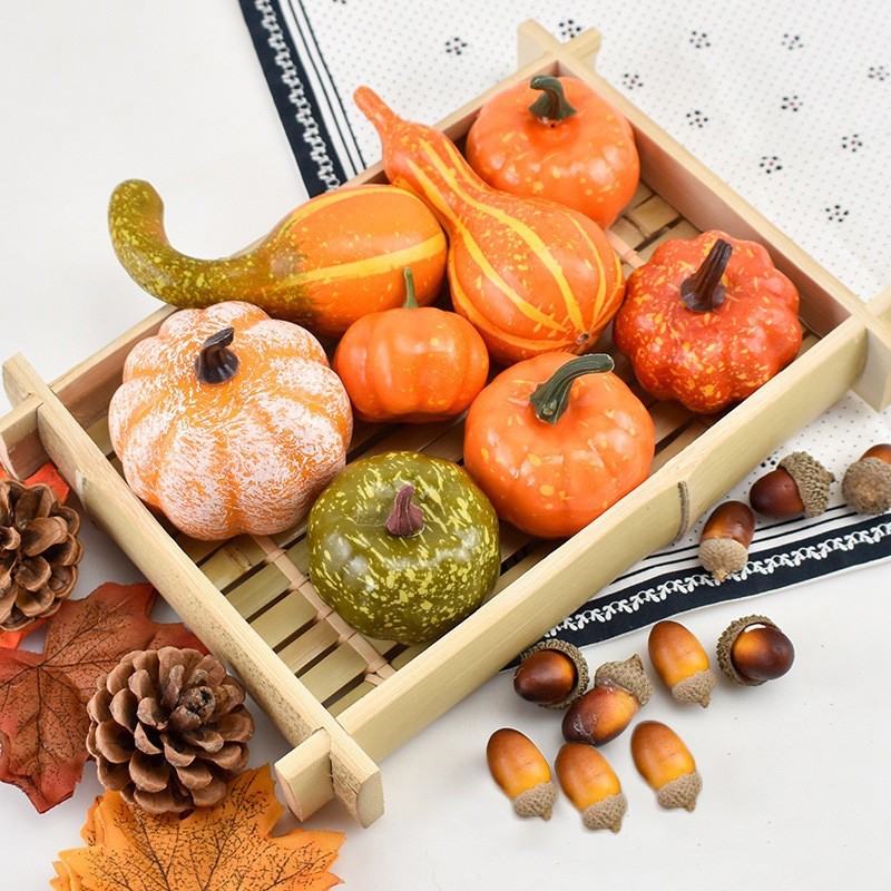 Harvest Decorations Props Artificial`Mini Pumpkin Gourd Berries Maple Leaf