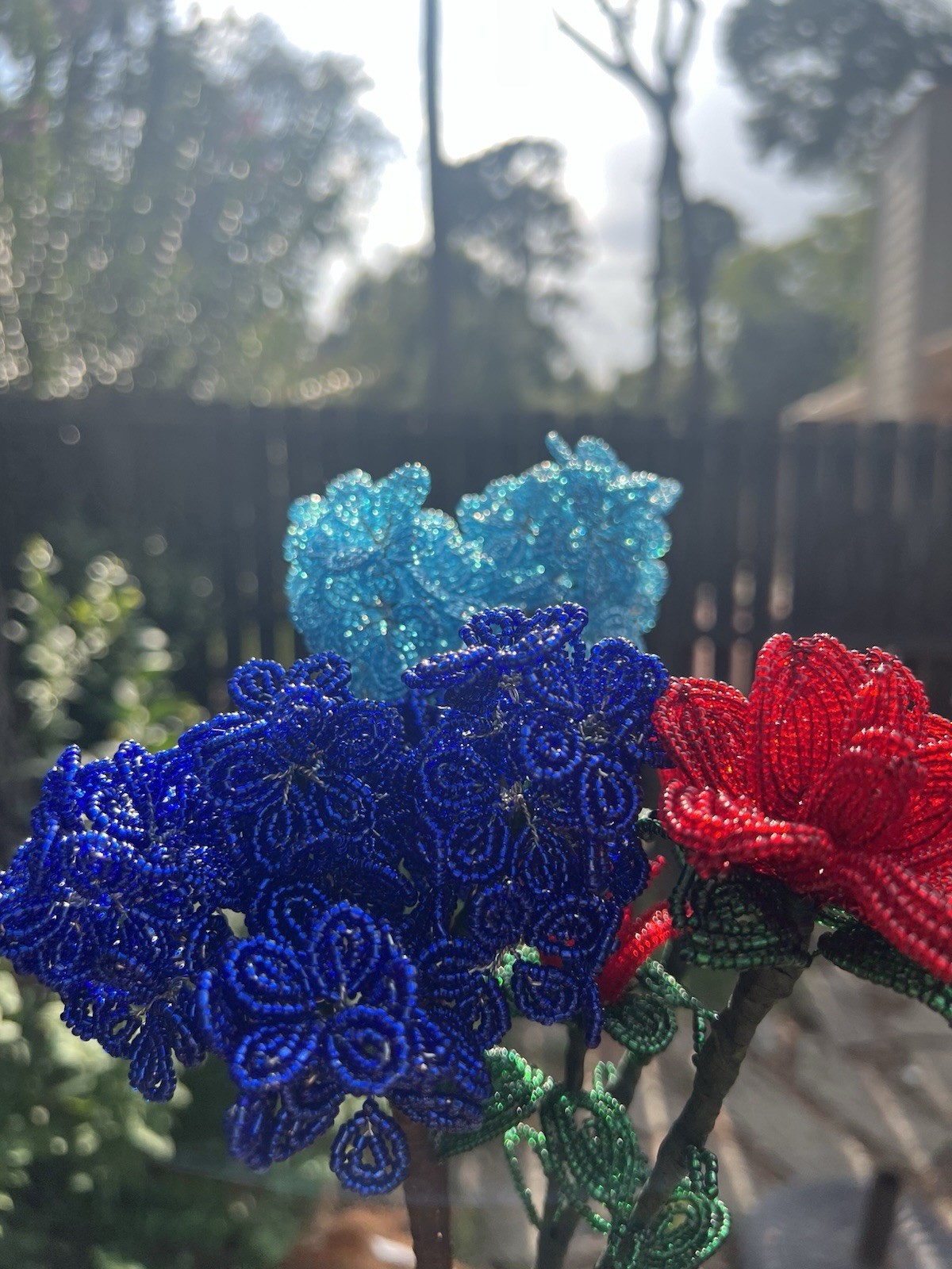 Artificial Beaded Rose Flower Stem, Multicolor Individual Floral Wall Decor