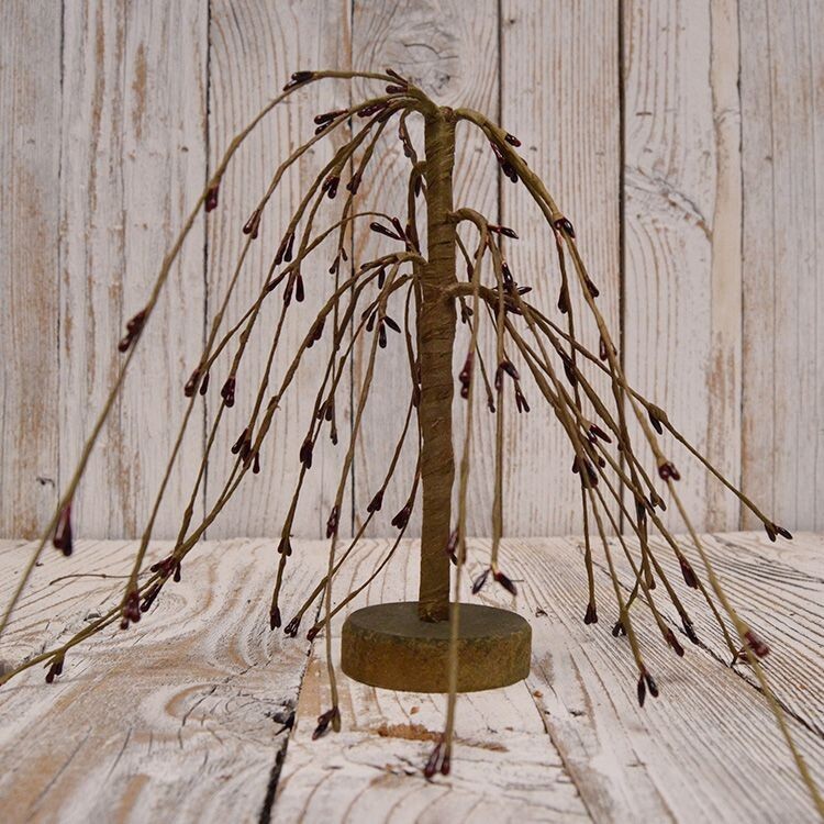 Primitive Burgundy Pip Berry Weeping Willow Tree 7″, Colonial, Home Decor Faux