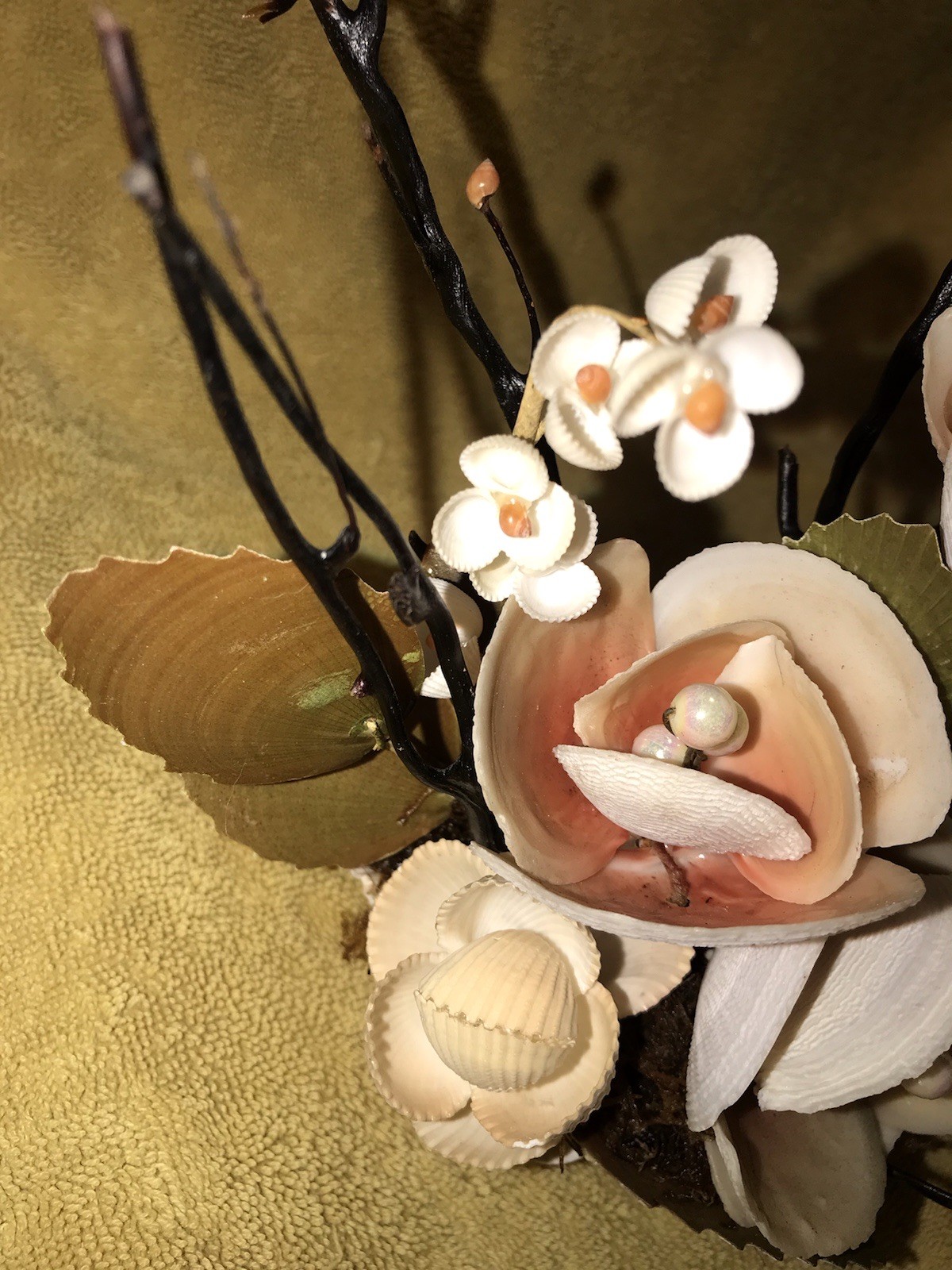 Vintage Sea Shells And Pearls Flower Bouquet
