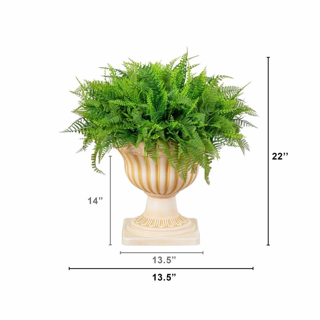 22” UV Artificial Fern in Decorative Urn Planter Indoor/Outdoor