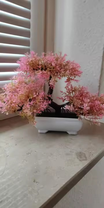 Artificial Bonsai Tree Small Potted Plant Fake Flowers Home Table Decor Gift